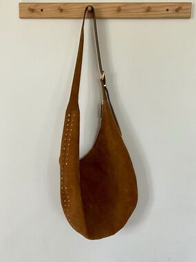 Suede hobo bag w golden stud details Madewell Used once still has tag *like new*